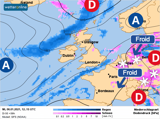 Carte de prévisions d'europe du Mercredi 6 janvier 2021