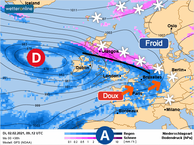 Carte de prévisions d'europe du Mardi 2 février 2021