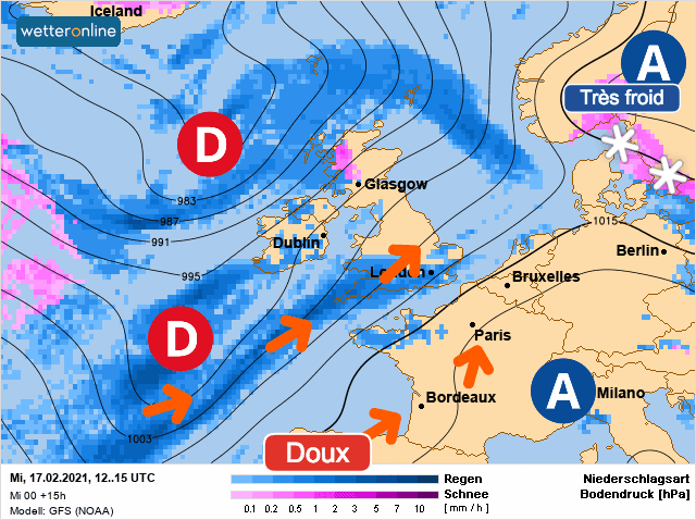 Carte de prévisions d'europe du Mercredi 17 février 2021