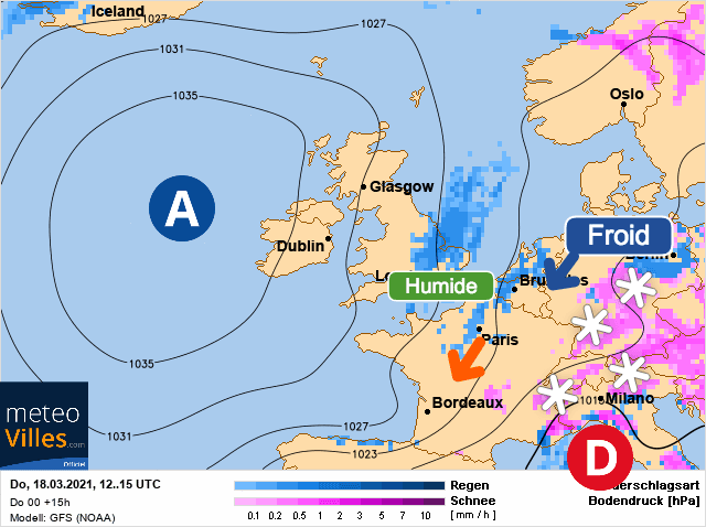 Carte de prévisions d'europe du Jeudi 18 mars 2021