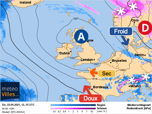 Carte de prévisions d'europe du Jeudi 22 avril 2021