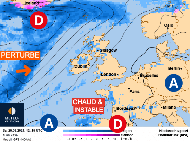 Carte de prévisions d'europe du Samedi 25 septembre 2021