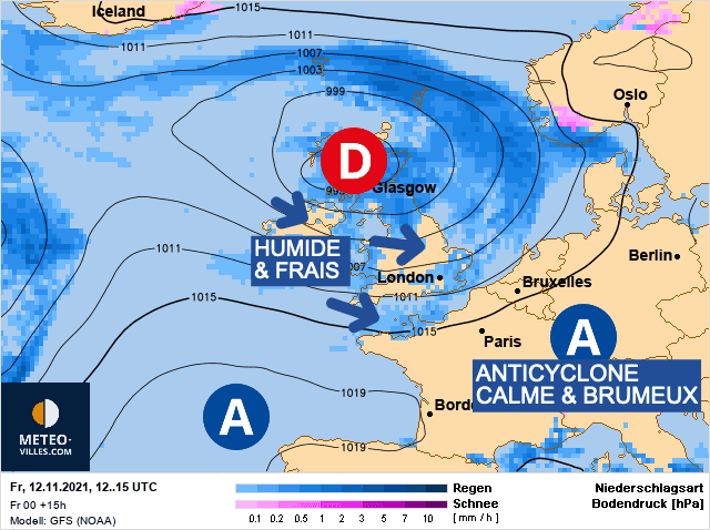 Carte de prévisions d'europe du Vendredi 12 novembre 2021