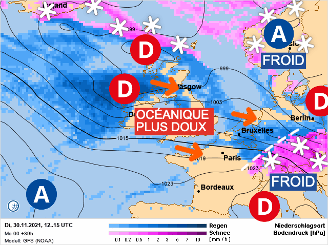Carte de prévisions d'europe du Mardi 30 novembre 2021