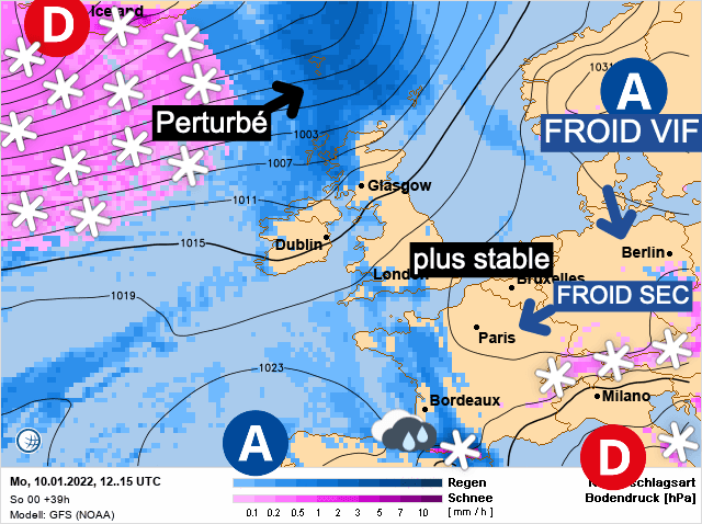 Carte de prévisions d'europe du Lundi 10 janvier 2022