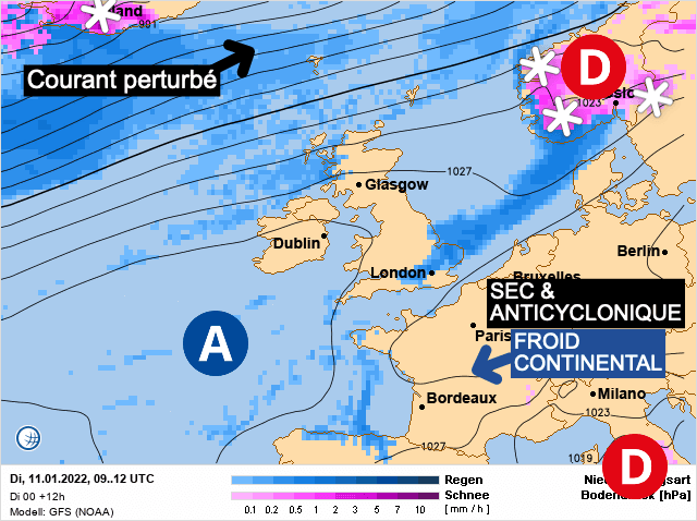 Carte de prévisions d'europe du Mardi 11 janvier 2022