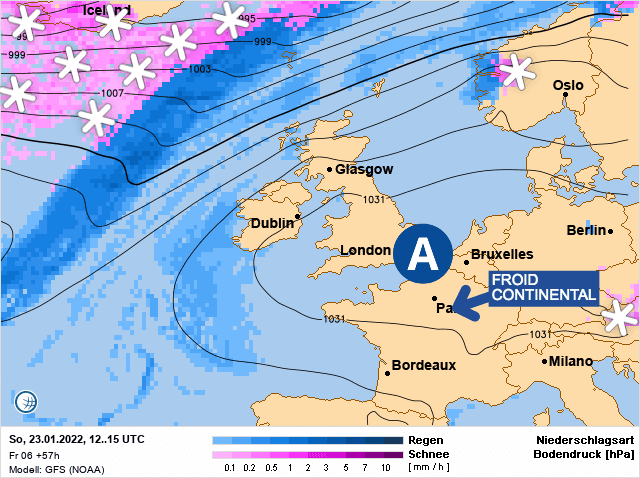 Carte de prévisions d'europe du Dimanche 23 janvier 2022