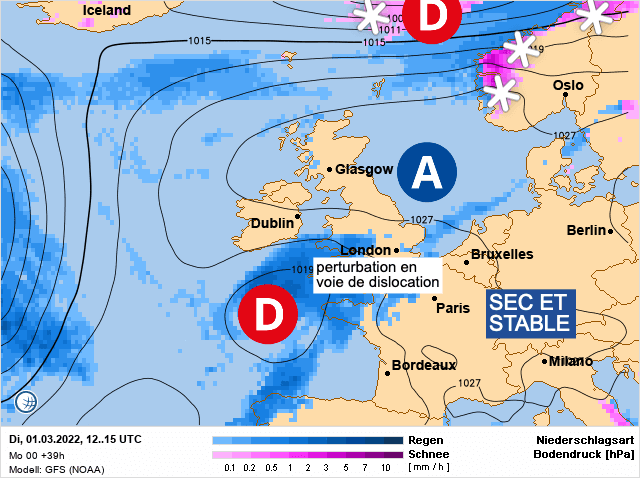 Carte de prévisions d'europe du Mardi 1 mars 2022