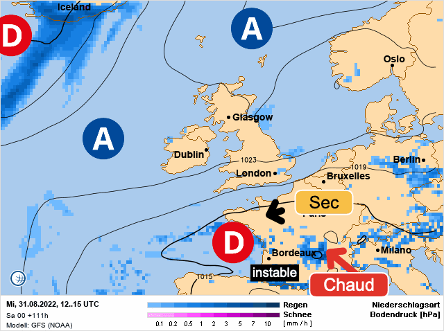 Carte de prévisions d'europe du Mercredi 31 août 2022