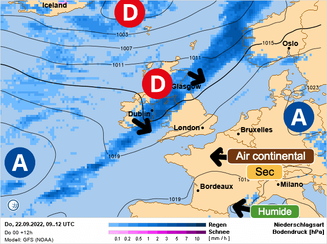 Carte de prévisions d'europe du Jeudi 22 septembre 2022