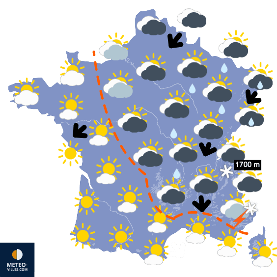 Soleil dans l'Ouest, nuageux ailleurs