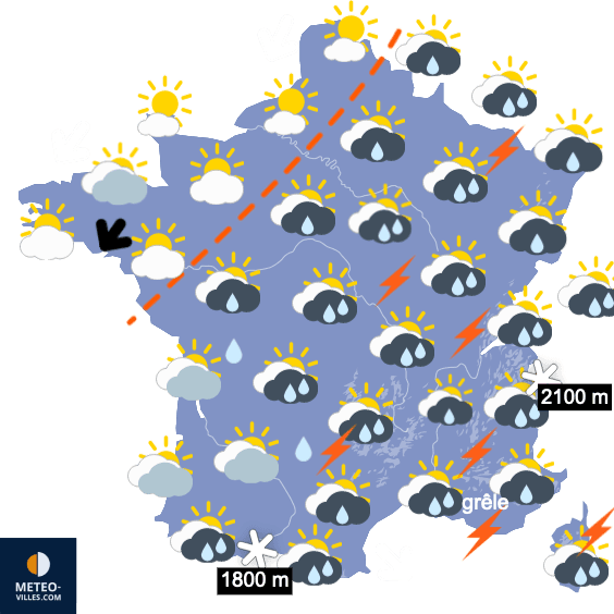 Retour des averses prés de la Méditerranée