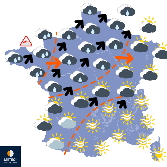 Pluie et vent généralisés avec de la neige en montagne