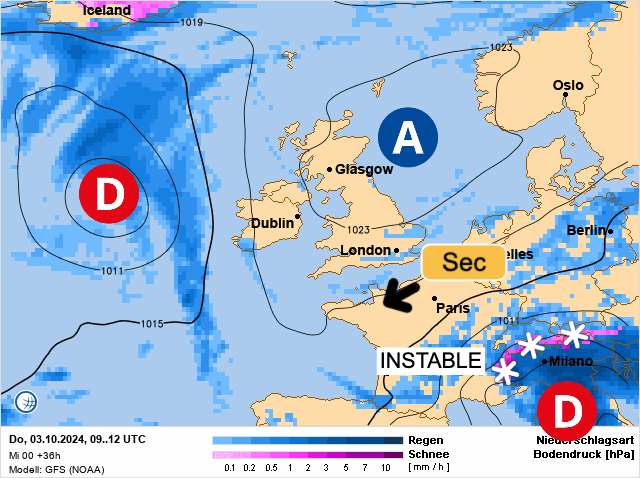 Carte de prévisions d'europe du Jeudi 3 octobre 2024