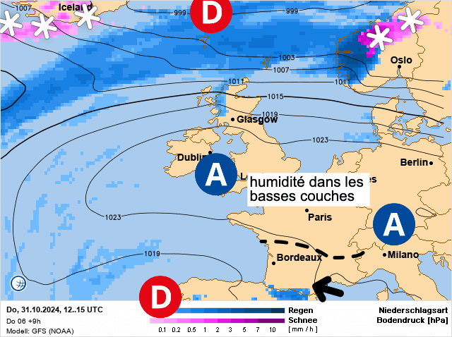Carte de prévisions d'europe du Jeudi 31 octobre 2024