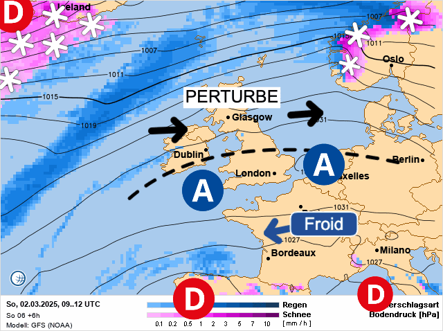Carte de prévisions d'europe du Dimanche 2 mars 2025