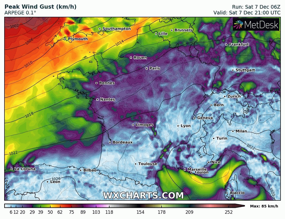 Image d'illustration pour Fort coup de vent entre Dimanche et Lundi sur la France