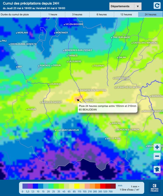 Image d'illustration pour Fortes pluies et inondations au pied des Pyrénées 