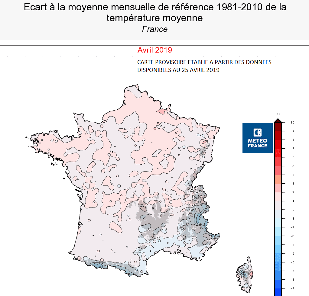 Image d'illustration pour Bilan météo détaillé d'avril 2019 sur 33 villes