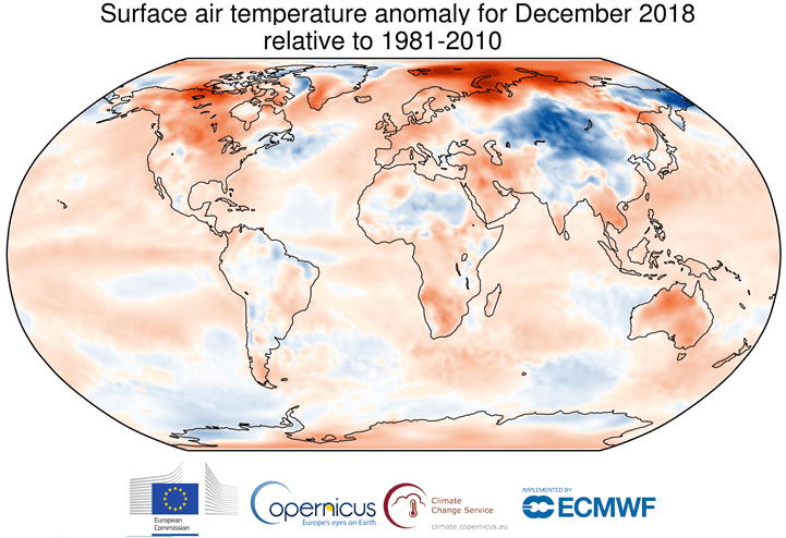 Image d'illustration pour Décembre 2018 plus chaud que la normale dans le Monde