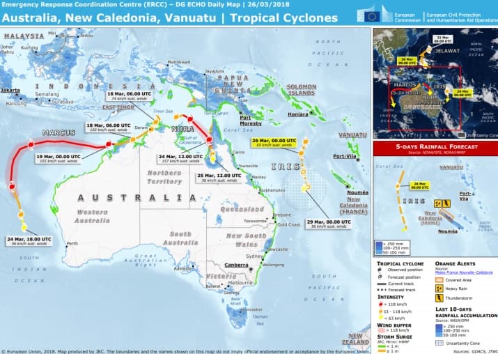 Image d'illustration pour Pluie diluvienne en Nouvelle Calédonie & cyclones en Australie
