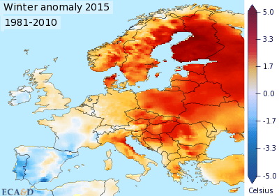 Image d'illustration pour 2015, seconde année la plus douce en Europe après 2014