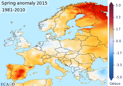 Image d'illustration pour 2015, seconde année la plus douce en Europe après 2014