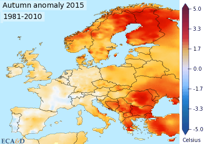Image d'illustration pour 2015, seconde année la plus douce en Europe après 2014