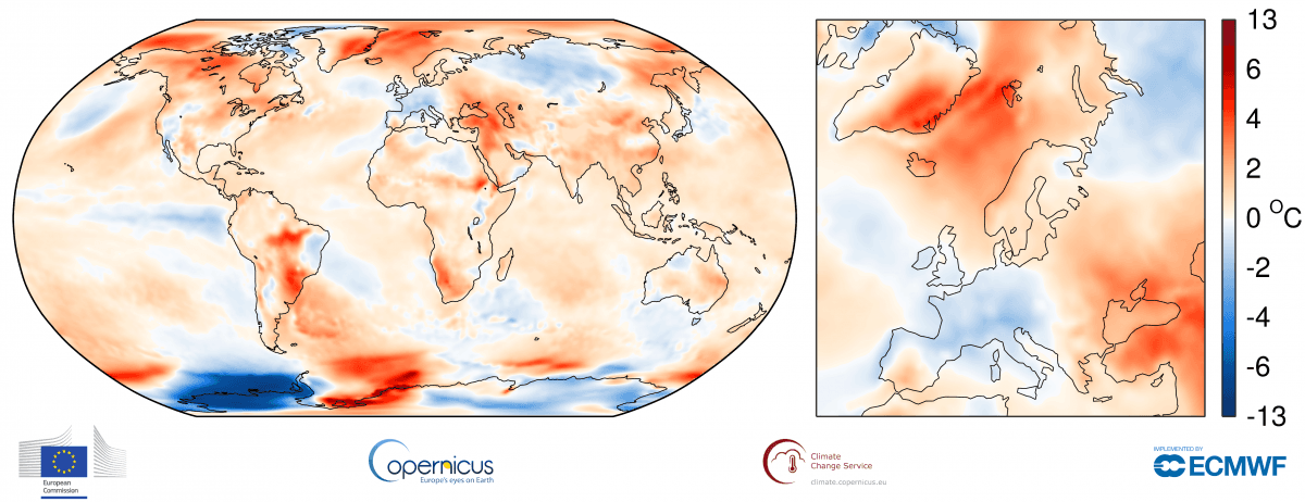 Image d'illustration pour Copernicus : 2017 vers la 2e année la plus chaude à l'échelle mondiale ? 