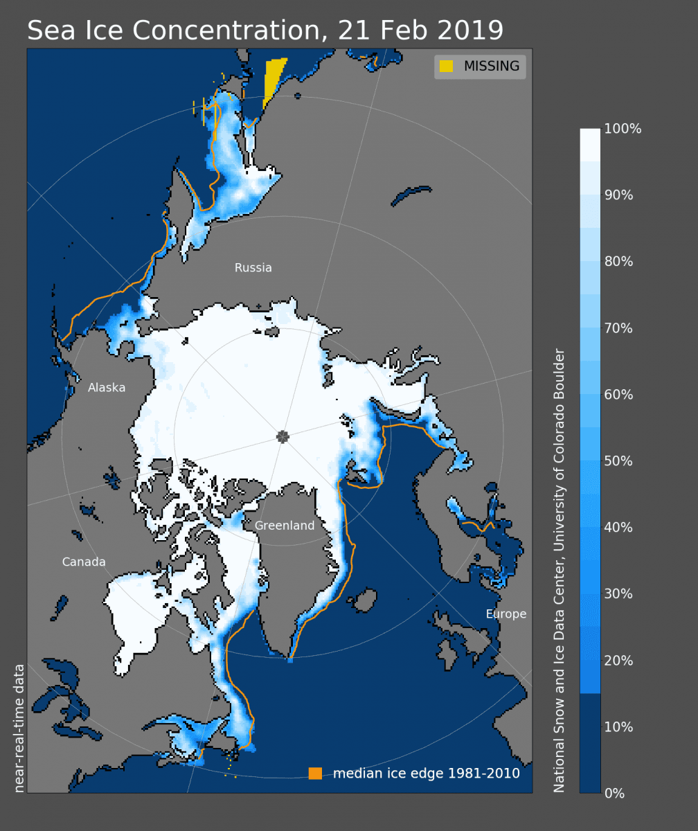 Image d'illustration pour Point sur l'état de la banquise Arctique à la fin février