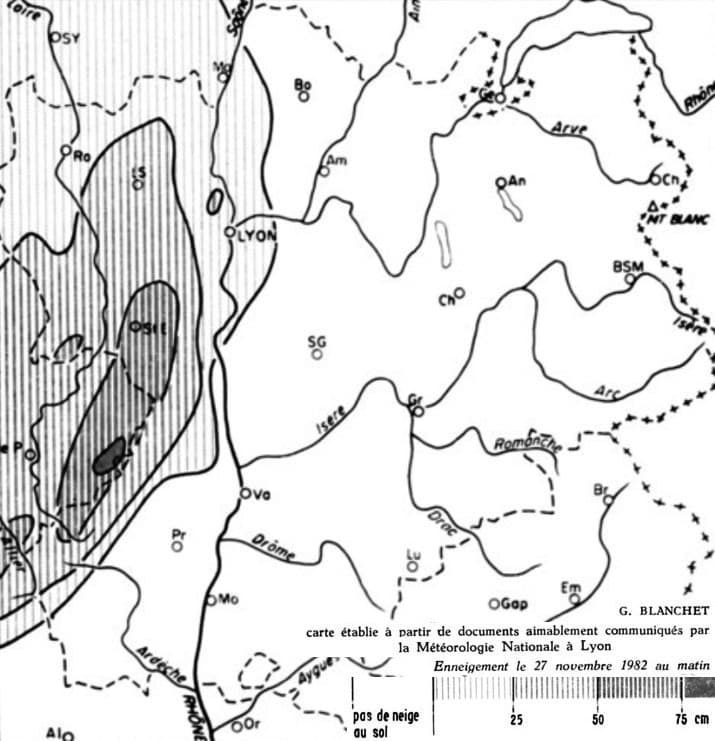 Image d'illustration pour Orages de neige en novembre 1982 sur l'Est du Massif Central