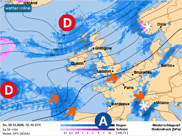 Carte de prévisions d'europe du Dimanche 20 décembre 2020
