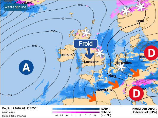 Carte de prévisions d'europe du Jeudi 24 décembre 2020
