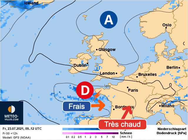 Carte de prévisions d'europe du Vendredi 23 juillet 2021