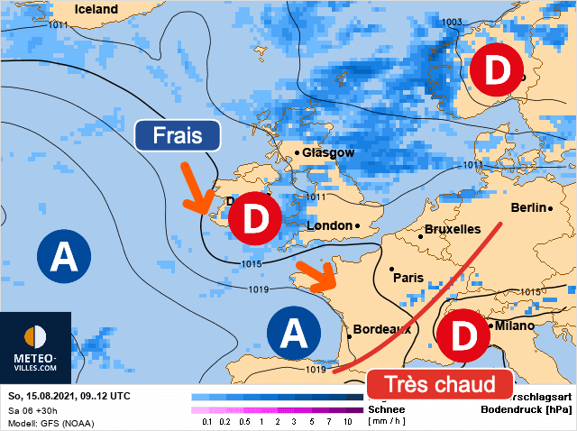 Carte de prévisions d'europe du Dimanche 15 août 2021