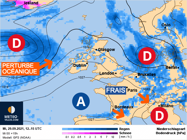 Carte de prévisions d'europe du Mercredi 29 septembre 2021