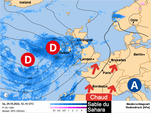 Carte de prévisions d'europe du Samedi 29 octobre 2022