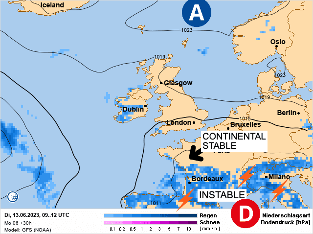 Carte de prévisions d'europe du Mardi 13 juin 2023