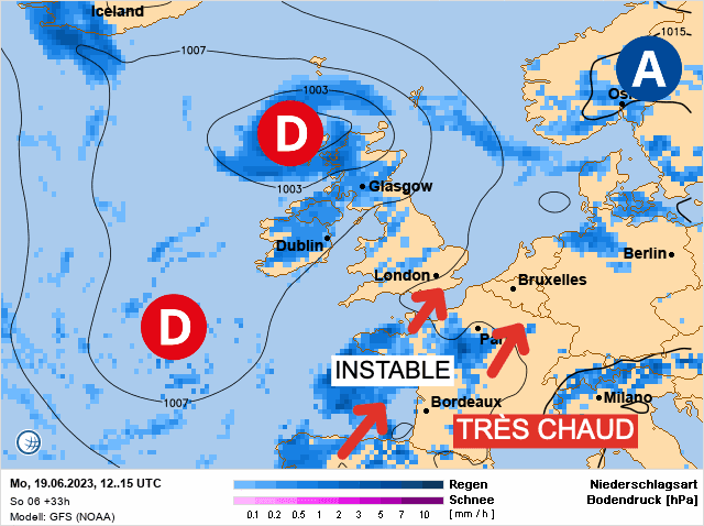 Carte de prévisions d'europe du Lundi 19 juin 2023