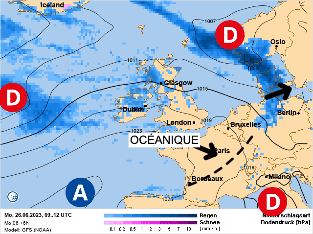 Carte de prévisions d'europe du Lundi 26 juin 2023
