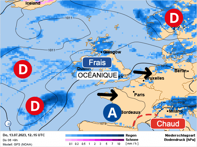 Carte de prévisions d'europe du Jeudi 13 juillet 2023