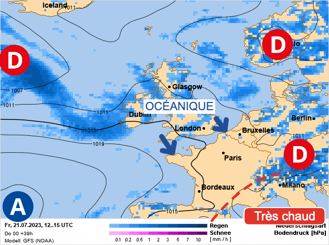 Carte de prévisions d'europe du Vendredi 21 juillet 2023