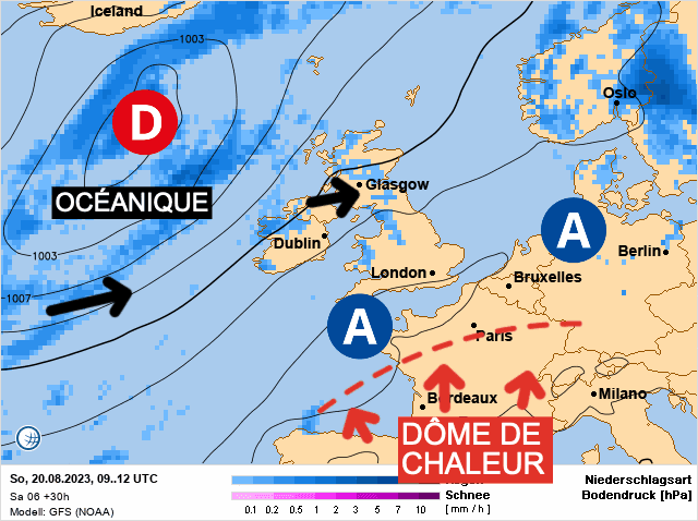 Carte de prévisions d'europe du Dimanche 20 août 2023