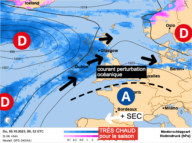Carte de prévisions d'europe du Jeudi 5 octobre 2023