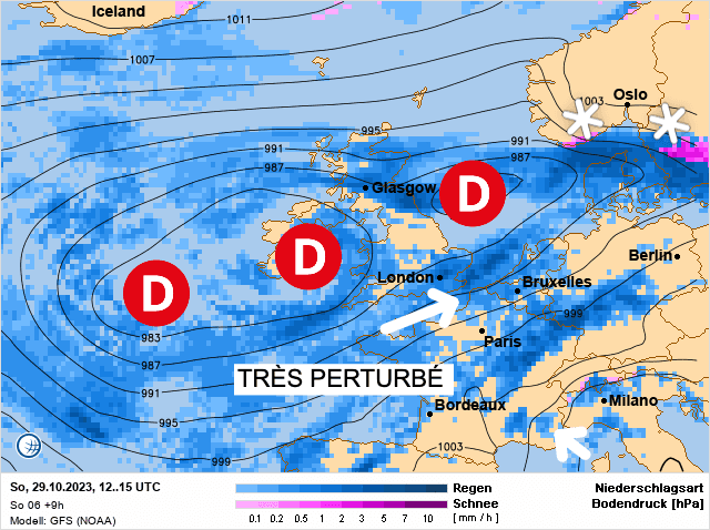 Carte de prévisions d'europe du Dimanche 29 octobre 2023