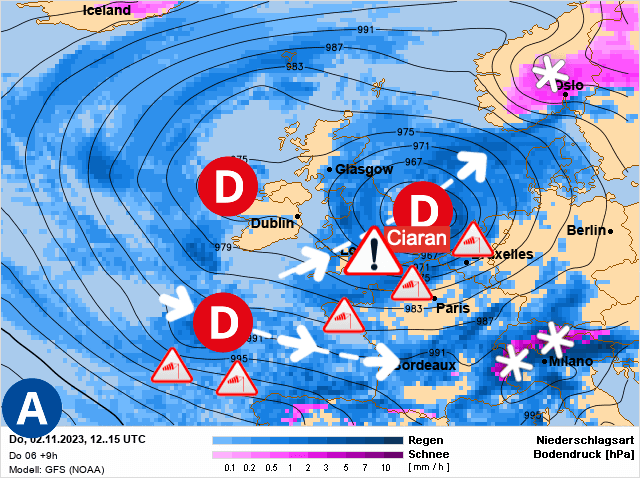 Carte de prévisions d'europe du Jeudi 2 novembre 2023