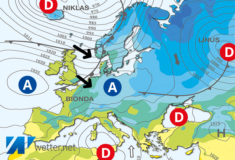 Carte de prévisions d'europe du Mercredi 22 novembre 2023