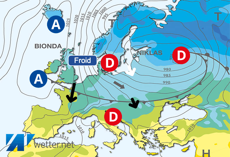 Carte de prévisions d'europe du Vendredi 24 novembre 2023