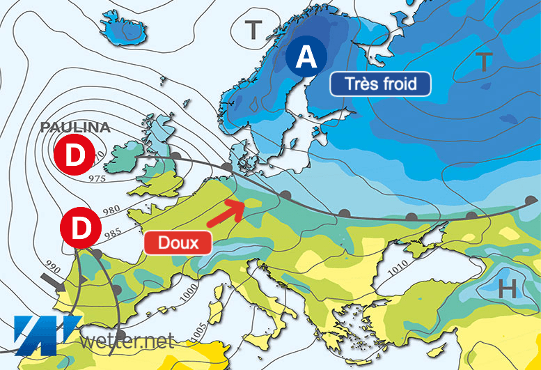 Carte de prévisions d'europe du Vendredi 9 février 2024