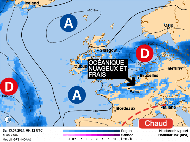 Carte de prévisions d'europe du Samedi 13 juillet 2024